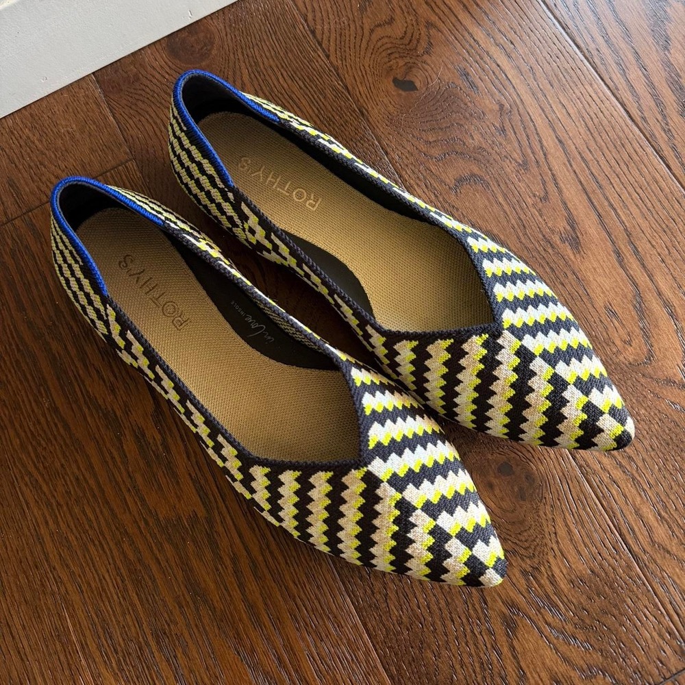 Rothy's The Point II Flats Neon Night Size 8.5